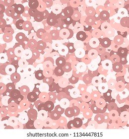 Glitter seamless texture. Admirable pink particles. Endless pattern made of sparkling sequins. Decent abstract vector illustration.