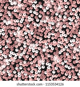Glitter seamless texture. Admirable pink particles. Endless pattern made of sparkling spangles. Outstanding abstract vector illustration.