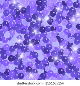 Glitter seamless texture. Admirable purple particles. Endless pattern made of sparkling spangles. Pretty abstract vector illustration.