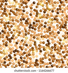 Glitter seamless texture. Admirable red gold particles. Endless pattern made of sparkling spangles. Superb abstract vector illustration.