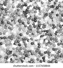 Glitter seamless texture. Admirable silver particles. Endless pattern made of sparkling spangles. Terrific abstract vector illustration.