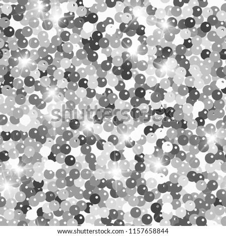 Glitter seamless texture. Admirable silver particles. Endless pattern made of sparkling spangles. Terrific abstract vector illustration.