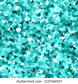 Glitter seamless texture. Adorable emerald particles. Endless pattern made of sparkling triangles. Great abstract vector illustration.