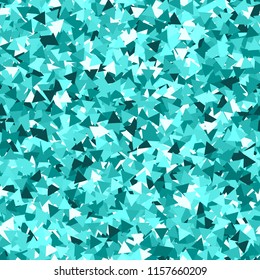 Glitter seamless texture. Adorable emerald particles. Endless pattern made of sparkling triangles. Ideal abstract vector illustration.