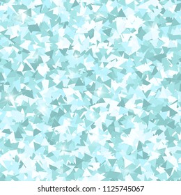 Glitter seamless texture. Adorable mint particles. Endless pattern made of sparkling triangles. Mind-blowing abstract vector illustration.