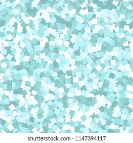 Glitter seamless texture. Adorable mint particles. Endless pattern made of sparkling squares. Breathtaking abstract vector illustration.