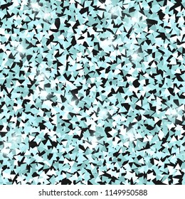 Glitter seamless texture. Adorable mint particles. Endless pattern made of sparkling triangles. Mesmeric abstract vector illustration.
