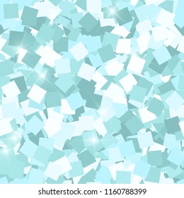 Glitter seamless texture. Adorable mint particles. Endless pattern made of sparkling squares. Classic abstract vector illustration.