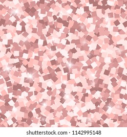 Glitter seamless texture. Adorable pink particles. Endless pattern made of sparkling squares. Comely abstract vector illustration.