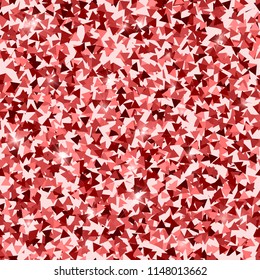Glitter seamless texture. Adorable red particles. Endless pattern made of sparkling triangles. Precious abstract vector illustration.
