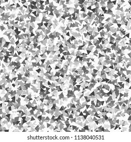 Glitter seamless texture. Adorable silver particles. Endless pattern made of sparkling triangles. Stylish abstract vector illustration.