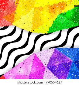 Glitter sequin border on a chevron background, holiday celebration pattern for festive cards, banners, posters.