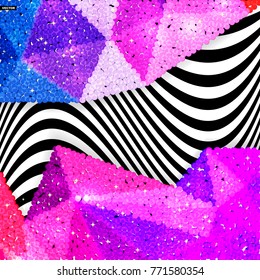 Glitter sequin border on a chevron background, holiday celebration pattern for festive cards, banners, posters.