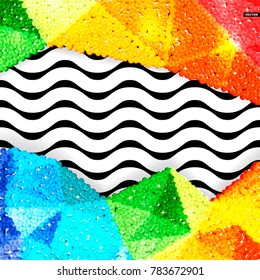 Glitter sequin border on a chevron background, holiday celebration pattern for festive cards, banners, posters.