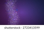 Glitter Sequins Background. Blue Shiny Sparkles For Carnaval And Party. A Purim Flash Of Color, Tinsell And Carnival Twinkle. Rainbow Brilliant Light.  Purple Glitter Sequins