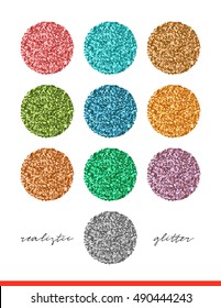 Glitter set of colorful texture for design elements. Glitters bright background