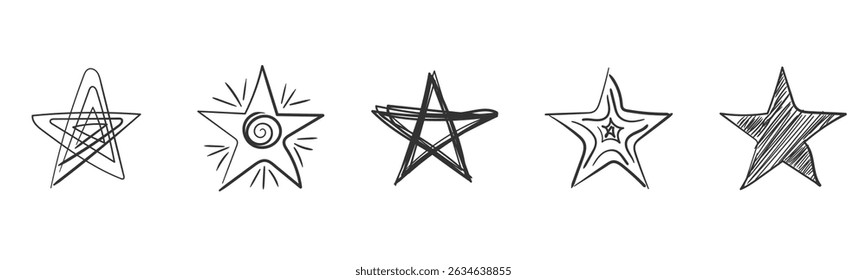 Glitter shape with hand drawing background cartoon star element glow effect design art sketch geometric burst line vector illustration decorative flash abstract icon sparkle figure.

