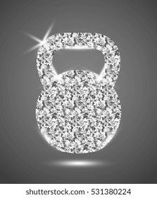 Glitter Silver Kettlebell. Vector object for glamour design