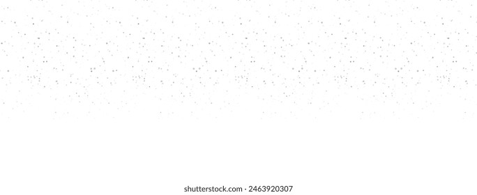 Glitter silver long background. Diamond confetti banner. Christmas sparkle border. Grey dust falling. Holiday party decoration. Snow xmas pattern. Magic design. Powder frame. Vector illustration.