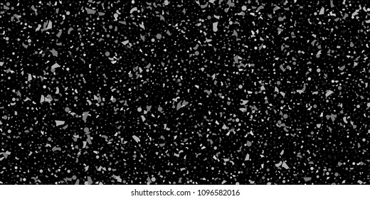 A glitter of silver particles of confetti on a black background. Illustration of randomly falling shiny particles. Decorative element. Luxury background for your design, cards, invitations, gift, vip.