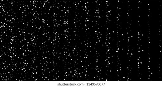 A glitter of silver particles of confetti on a black background. Illustration of randomly falling shiny particles. Decorative element. Luxury background for your design, cards, invitations, gift, vip.