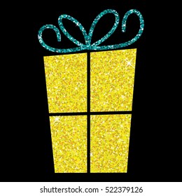 Glitter simple gift box with bow in vector format.
