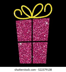 Glitter simple gift box with bow in vector format.