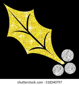 Glitter simple holly leaf in vector format.