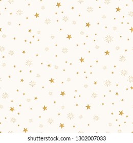 Glitter sky background with golden stars