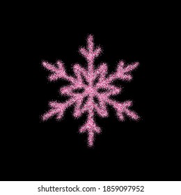 Brillo de nieve brillante sobre fondo negro para el diseño decorativo. Feliz Navidad. Resumen de copo de nieve brillante. Celebración de Navidad. Textura de vacaciones. Celebración de plantilla. Cartel de Navidad. Elemento de diseño