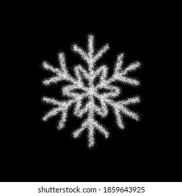 Brillo de nieve brillante sobre fondo negro para el diseño decorativo. Feliz Navidad. Resumen de copo de nieve brillante. Celebración de Navidad. Textura de vacaciones. Celebración de plantilla. Cartel de Navidad. Elemento de diseño