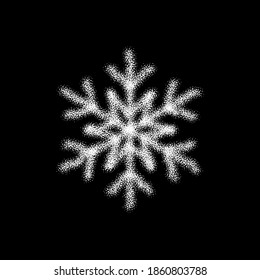 Brillo de nieve brillante sobre fondo negro para el diseño decorativo. Feliz Navidad. Resumen de copo de nieve brillante. Celebración de Navidad. Textura de vacaciones. Celebración de plantilla. Cartel de Navidad. Elemento de diseño