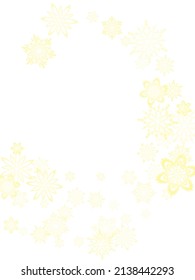 Glitter snowflakes frame on white horizontal background. Shiny Christmas and New Year frame for gift certificate, ads, banners, flyers.  Vector illustration.