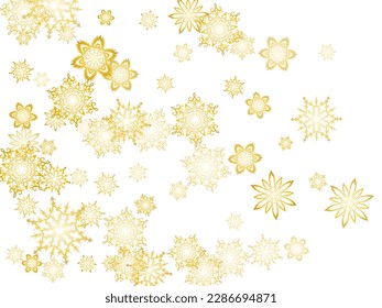 Glitter snowflakes frame on white horizontal background. Shiny Christmas and New Year frame for gift certificate, ads, banners, flyers.  Winter frost print. Festive frame.