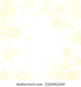 Glitter snowflakes frame on white horizontal background. Christmas or New Year golden snowflake decoration garland on white background.  Vector illustration.