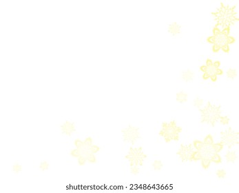 Glitter snowflakes frame on white horizontal background. Shiny Christmas and New Year frame for gift certificate, ads, banners, flyers.  Vector illustration.