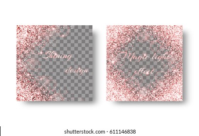 Glitter sparkle background with brilliant light. Dust particles on a transparent backdrop.