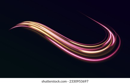 Glitter sparkle star trail, light effect, abstract waves flow vector illustration. Concept of leading in business, Hi tech products, warp speed wormhole science vector design.	