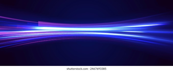 Glitter sparkle star trail, light effect, abstract waves flow vector illustration. Vector image of colorful light trails with motion blur effect, long time exposure isolated on background.	