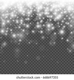 Glitter sparkle. Stardust transparent effect. Falling Stars. Vector illustration