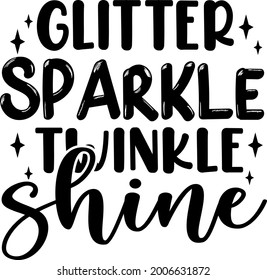 Glitter sparkle twinkle shine lettering. Crafting illustration vector