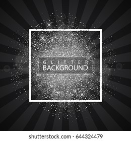 Glitter sparkles on dark background. Star dust sparks on dark background, shimmering star lights, confetti