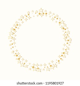 Glitter star frame. Vector isolated wedding decor. Elegant golden ornament.