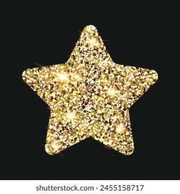 Glitter star with golden sparkle luxury design element. Vector illustration