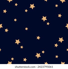 Glitter star repeat pattern on navy blue background. Great for wallpaper, web background, wrapping paper, fabric, packaging, greeting cards, invitations and more.