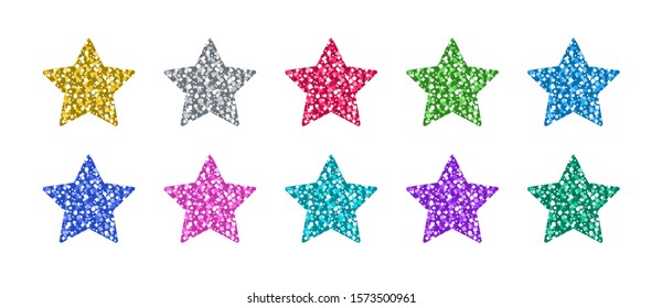 Glitter Star Set In Differently Colors