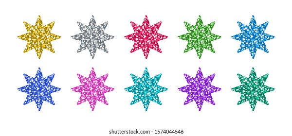 Glitter Star Set In Differently Colors
