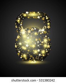 Glitter Star Shiny Kettlebell. Vector object for glamour design