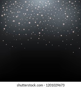 glitter star or snow drop night scene, Christmas theme for use as wallpaper or backdrop of poster or greeting card