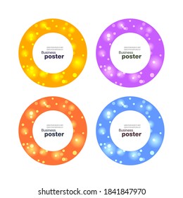 Glitter sticker in circle in color variations. Sale banner with glitter on color background. Vector illustration.